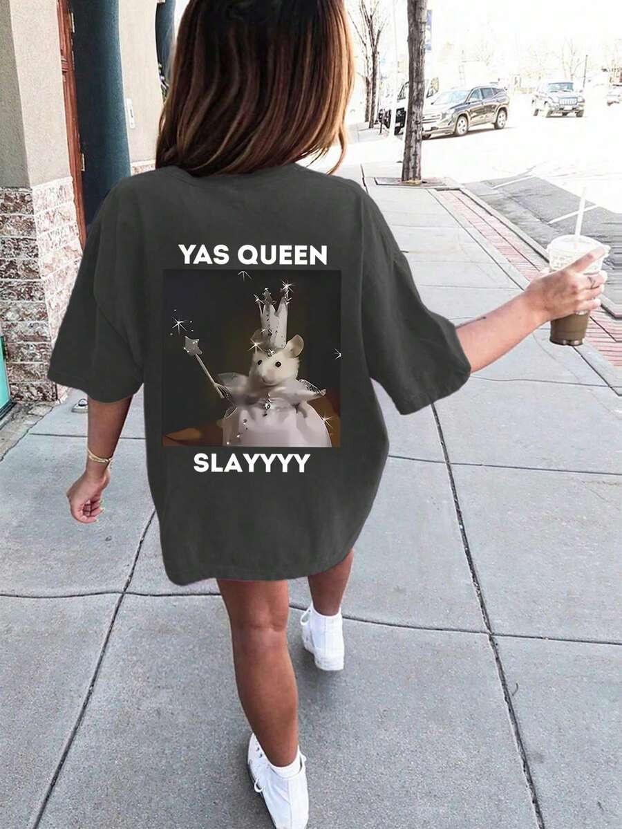 Tween Girl Casual Funny Print Round Neck Short Sleeve T-Shirt, Summer Top | SHEIN