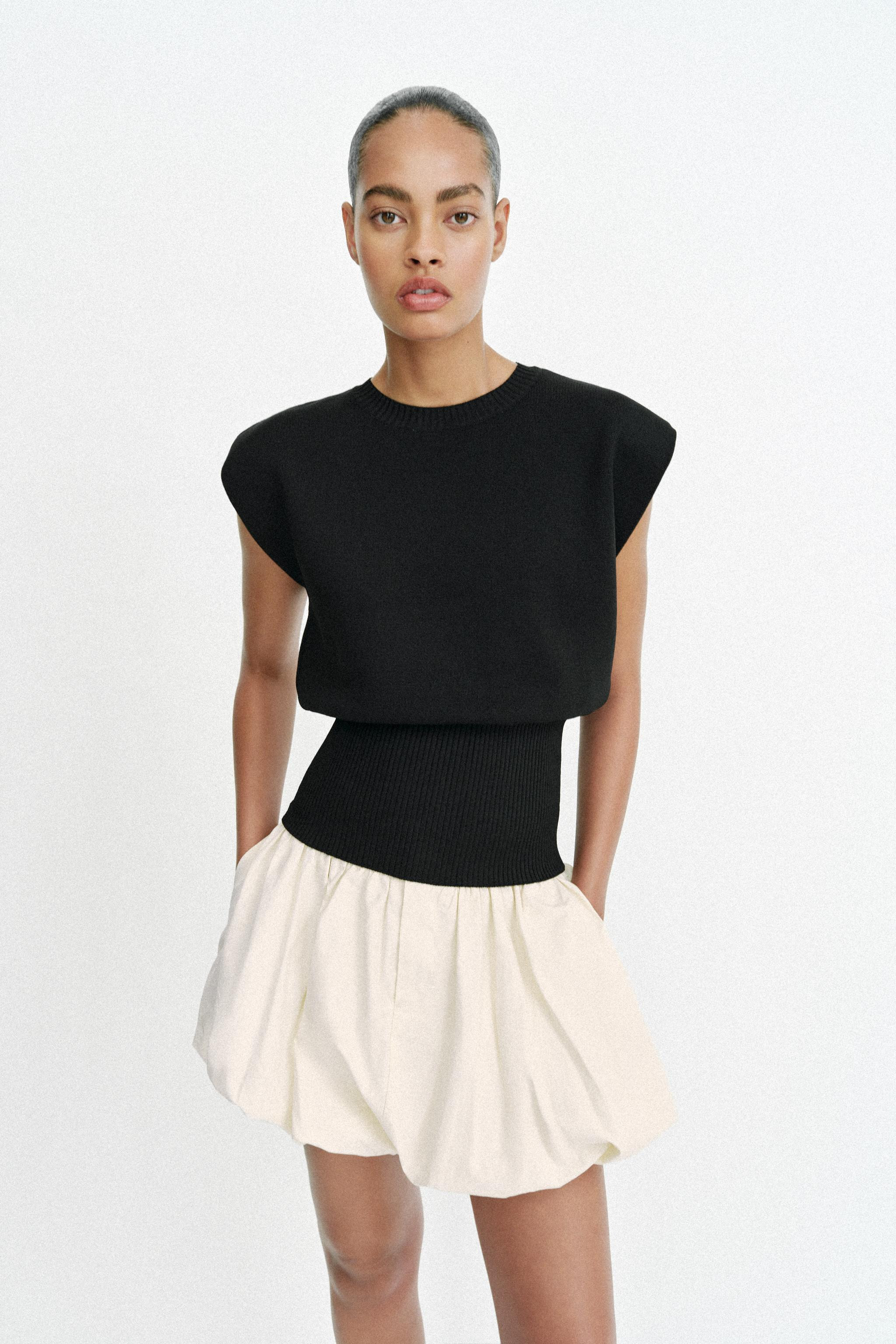 SHOULDER PAD KNIT TOP | Zara US