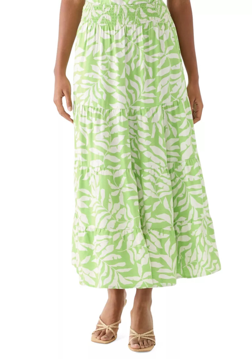 Women's Printed Twill Tiered Midi Skirt | Belk