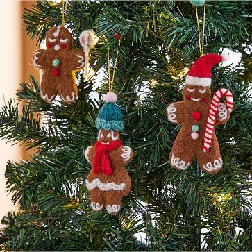 Meri Meri Felt Gingerbread Family Ornaments (Set of 3) | West Elm (US)
