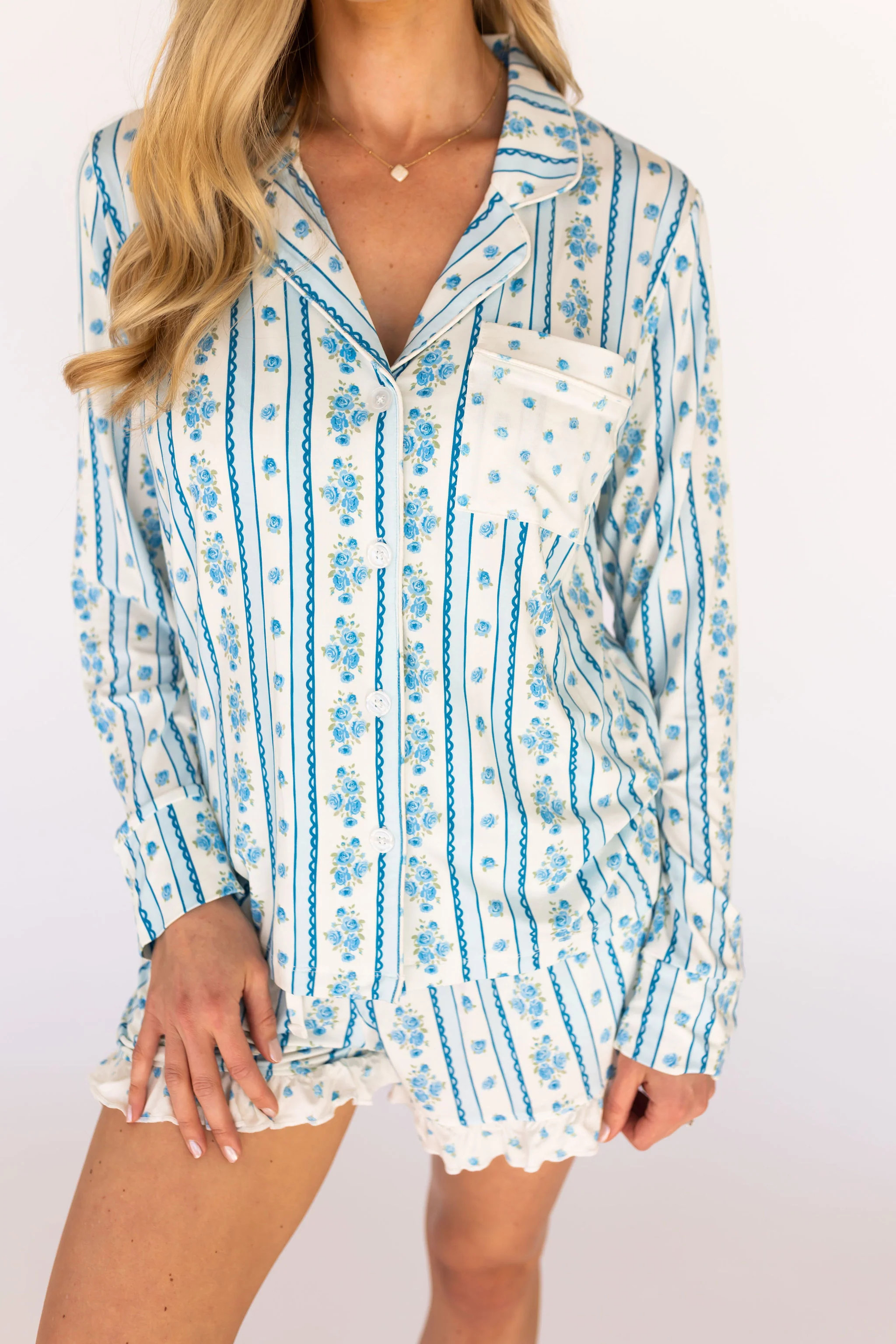 Forever Blooming Women's Long Sleeve Short Set | In My Jammers