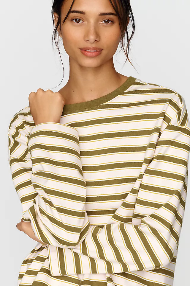 Pilcro 100% Cotton Striped Crew Neck Tee | Anthropologie (US)