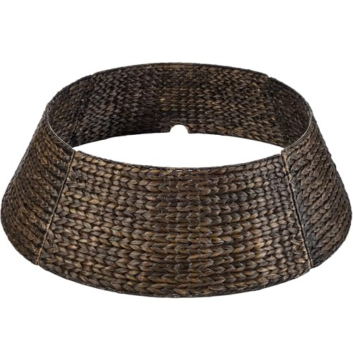 Best Choice Products 24in Christmas Tree Collar, Woven Hyacinth 3-Piece Holiday Rattan Tree Skirt Accessory for Home w/Cord Cut-Out - Espresso | Amazon (US)