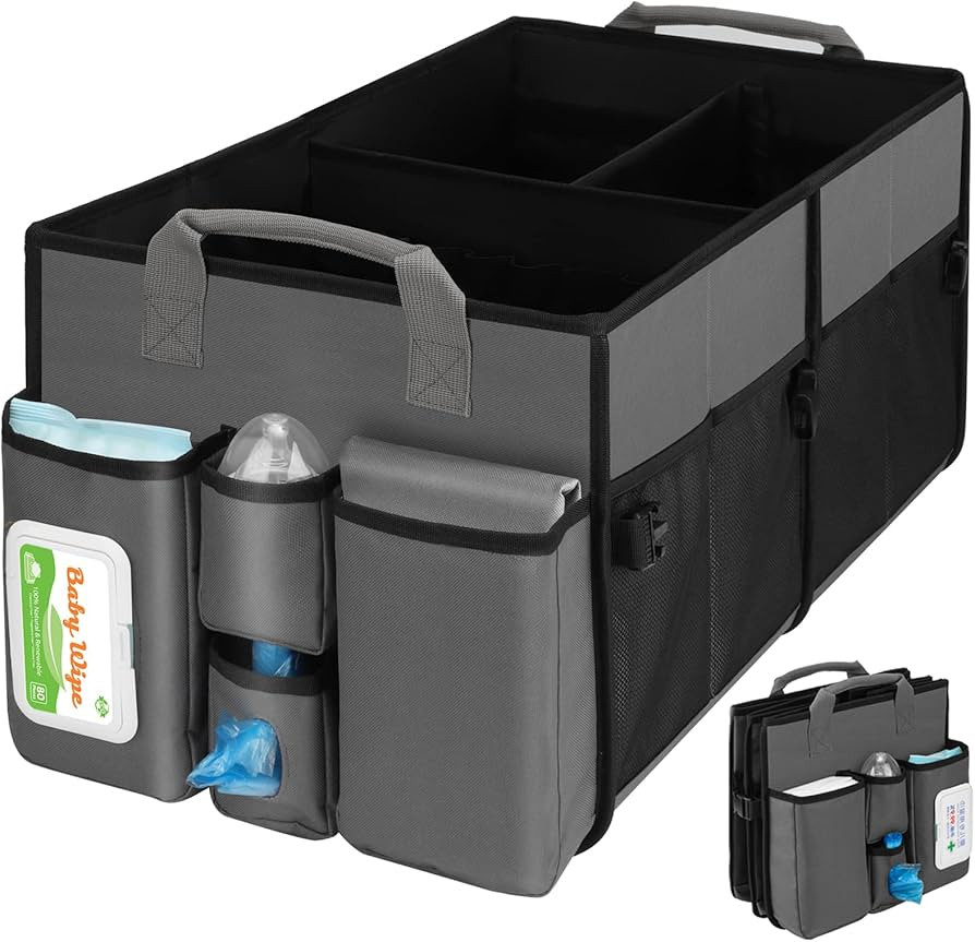 Collapsible Trunk Organizer & Diaper Changing Station, Baby Diaper Caddy Organizer with Movable D... | Amazon (US)