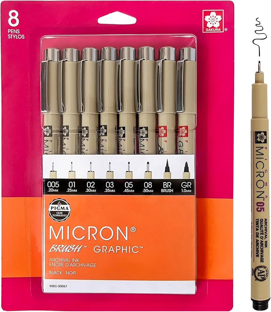 SAKURA Pigma Micron Fineliner Pens - Archival Black Ink Pens - Pens for Writing, Drawing, or Jour... | Amazon (US)