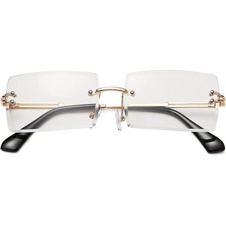 BLUUXIN Rimless Rectangle Sunglasses For Women Men Square | Walmart (US)