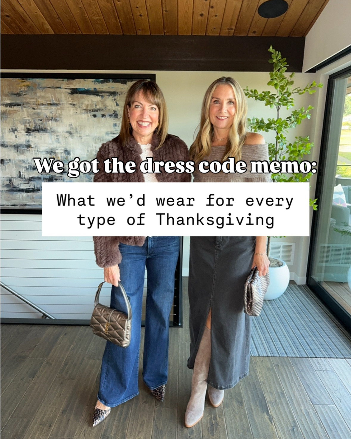 What’s your Thanksgiving dress code? Ours is usually pretty casual but we like to kick it up a notch with interesting textures, luxe knits, and elevated shoes! 

I’m headed to Ohio for Thanksgiving with my kids & granddaughter, and Krista is staying local and celebrating with her family!🦃 

Winter outfit, thanksgiving outfit, holiday outfit, fair isle sweater, cashmere sweater, quince silk pants, sweater dress

#LTKFindsUnder100 #LTKootd #LTKOver40
