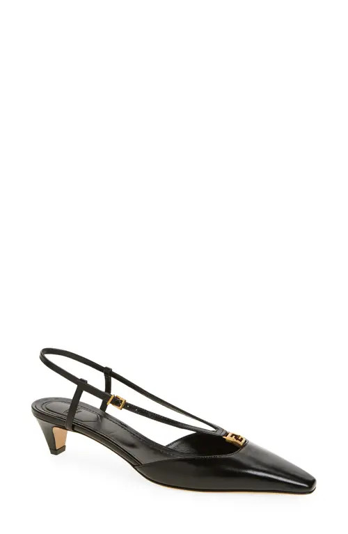 Fendi Fold Kitten Heel Slingback Pump in Nero at Nordstrom, Size 8.5Us | Nordstrom