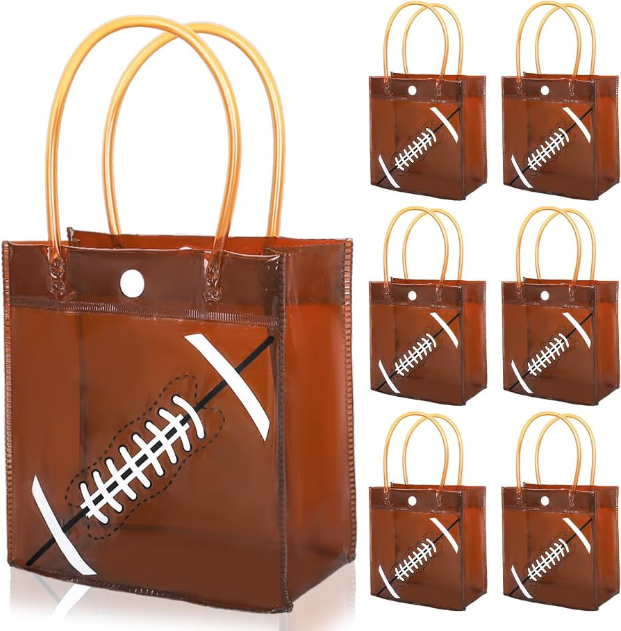 FYSUIMU 12 Pcs Football PVC Gift Bags Sports Ball Party Favor Bags with Handles Reusable Clear Tr... | Amazon (US)