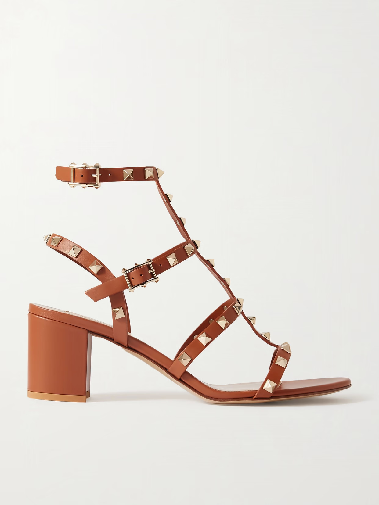 Valentino Garavani - Rockstud 55 Leather Sandals - Tan | NET-A-PORTER (UK & EU)
