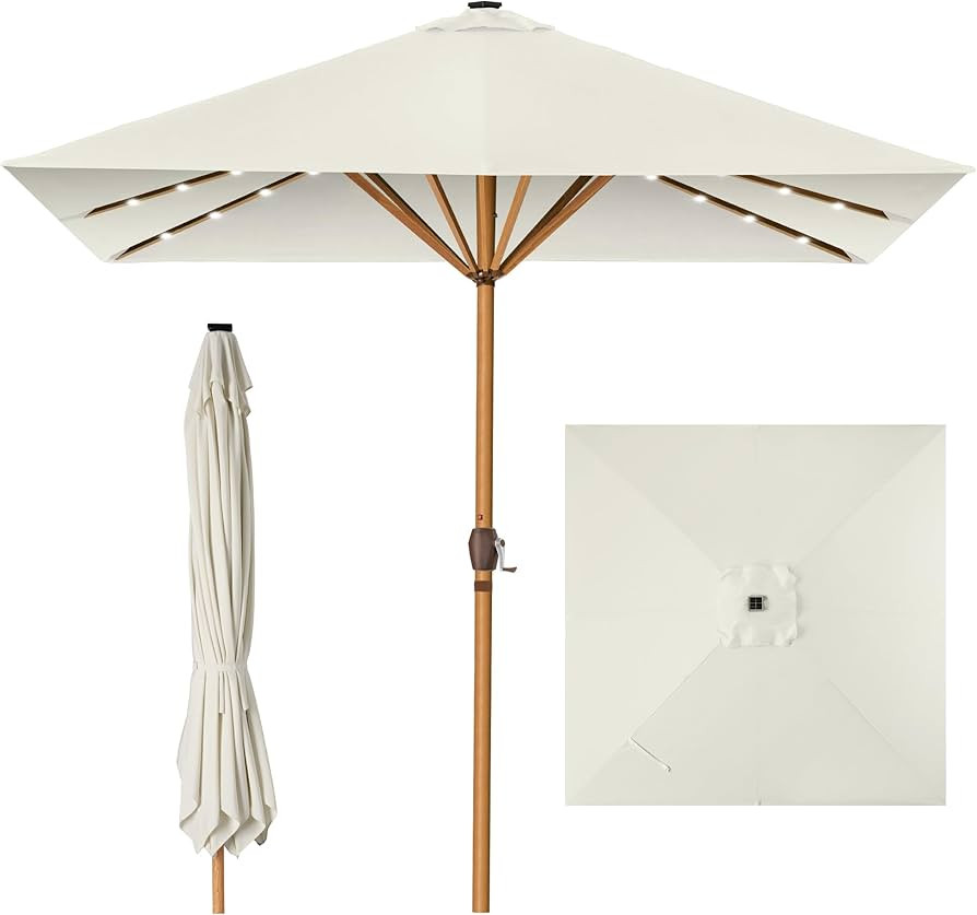 Best Choice Products 9ft Deep Square Solar Powered LED Lighted Patio Umbrella w/Woodgrain Pattern... | Amazon (US)