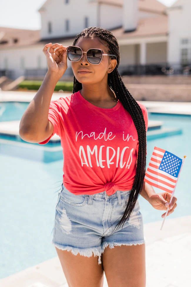 Made In America Scripted Graphic Tee Vintage Red FINAL SALE | The Pink Lily Boutique