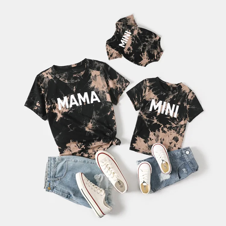 100% Cotton Short-sleeve Tie Dye Letter Print T-shirts for Mom and Me | PatPat