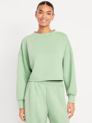Bounce Fleece Quilted Crew-Neck Top | Old Navy (US)