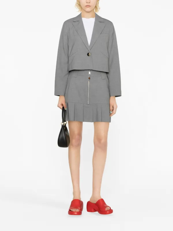 GANNI single-breasted Cropped Jacket - Farfetch | Farfetch Global