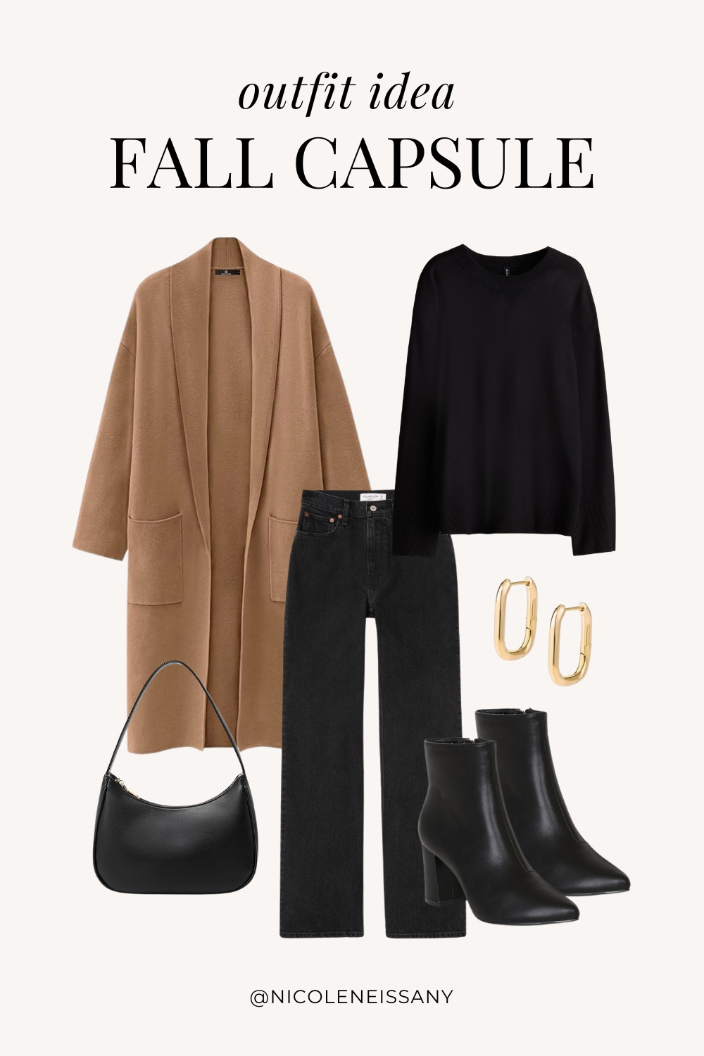 Fall Capsule Wardrobe Outfit Idea | fall capsule outfit, fall outfit, fall outfits, fall style, fall fashion, fall 2024 fashion, fall outfits 2024, fall trends 2024, fall outfit inspo, fall outfit inspiration, fall capsule wardrobe essentials, fall wardrobe essentials, fall closet essentials, fall essentials, fall basics, fall must haves, neutral capsule wardrobe, neutral outfit, neutral fashion, casual outfit, casual date night outfit, elevated casual outfit, brunch outfit, everyday outfit, Abercrombie, Abercrombie denim, Abercrombie jeans, Amazon Fashion, Revolve, Lulus, Nordstrom // fall coat, fall coatigan, long cardigan, black sweater, fall sweater, black denim, black jeans, black ankle boots, gold square hoop earrings

#LTKSeasonal #LTKShoeCrush #LTKItBag #LTKStyleTip #LTKFindsUnder50 #LTKFindsUnder100 #LTKTravel #LTKSaleAlert 