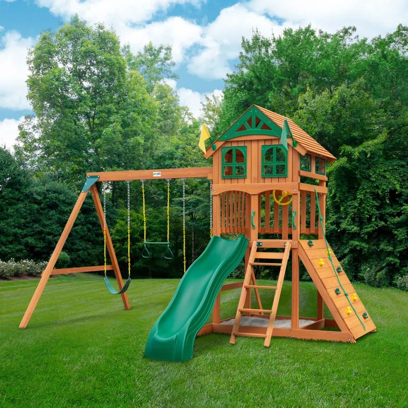 Avalon Swing Set with Wood Roof | Wayfair North America