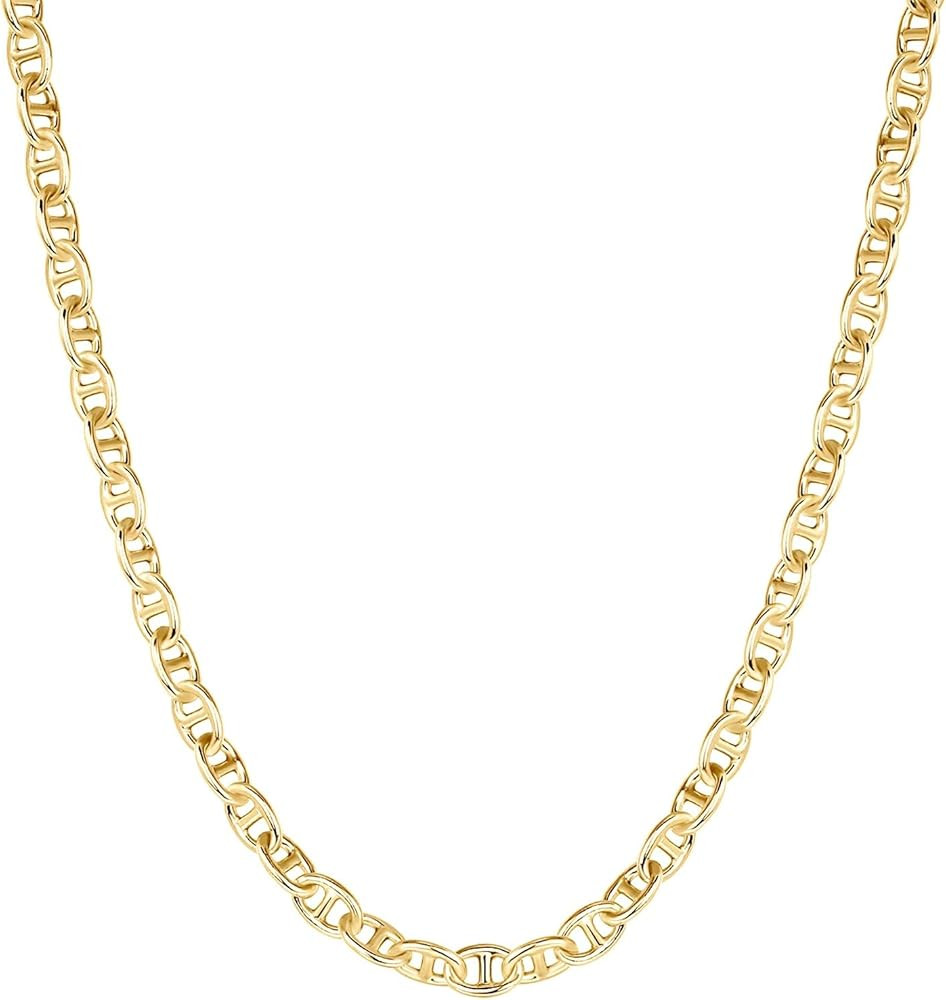 PAVOI 14K Gold Plated Adjustable Link Chain Necklace for Women | Box Rope Sphere Bead Serpentine ... | Amazon (US)