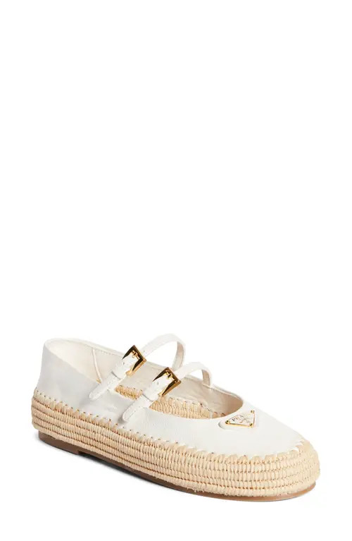 Prada Platform Espadrill Mary Jane in Avorio at Nordstrom, Size 9Us | Nordstrom