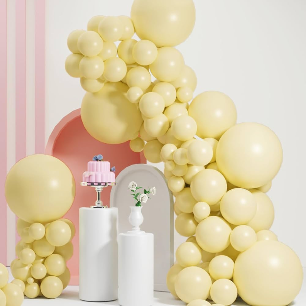 Light Yellow Balloons Different Sizes, Double Stuffed Cream Yellow Balloon Arch,18 12 10 5 Inch C... | Amazon (US)