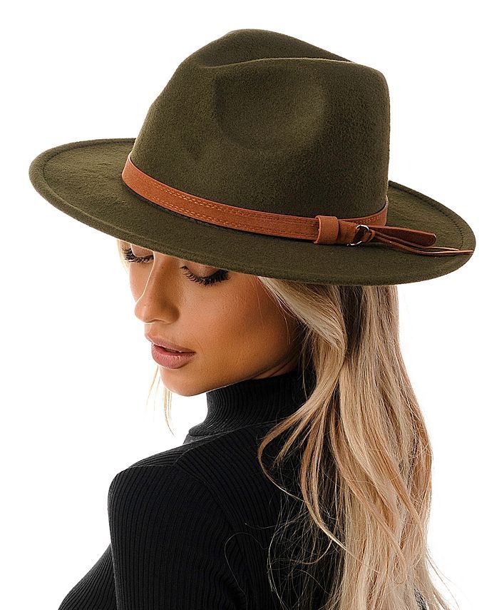 Marcus Adler Women's Wool Blend Felt Hat with Vegan Leather Band & Reviews - Hats, Gloves & Scarv... | Macys (US)