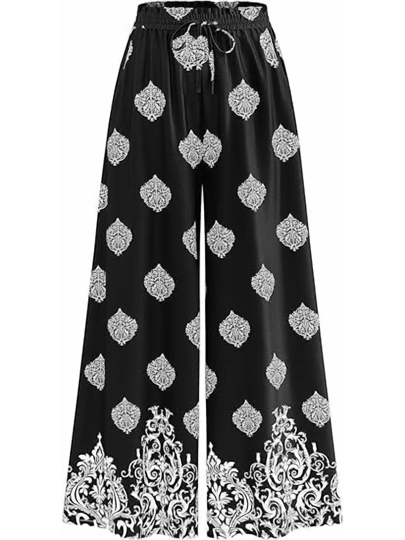 FreshPretty Women Wide Leg Pants Casual High Waist Floral Palazzo Pants for Women Flowy Trendy Lo... | Walmart (US)