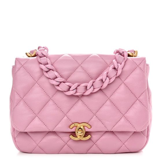 Lambskin Quilted Small Lacquered Chain Flap Pink | FASHIONPHILE (US)