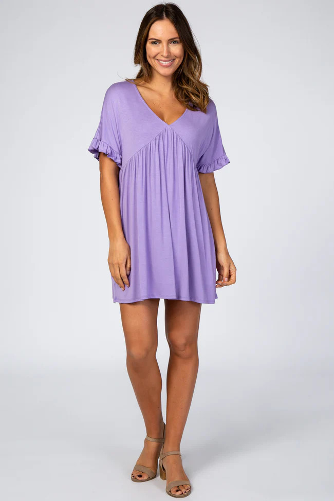 Lavender Ruffle Sleeve Baby Doll Dress | PinkBlush Maternity