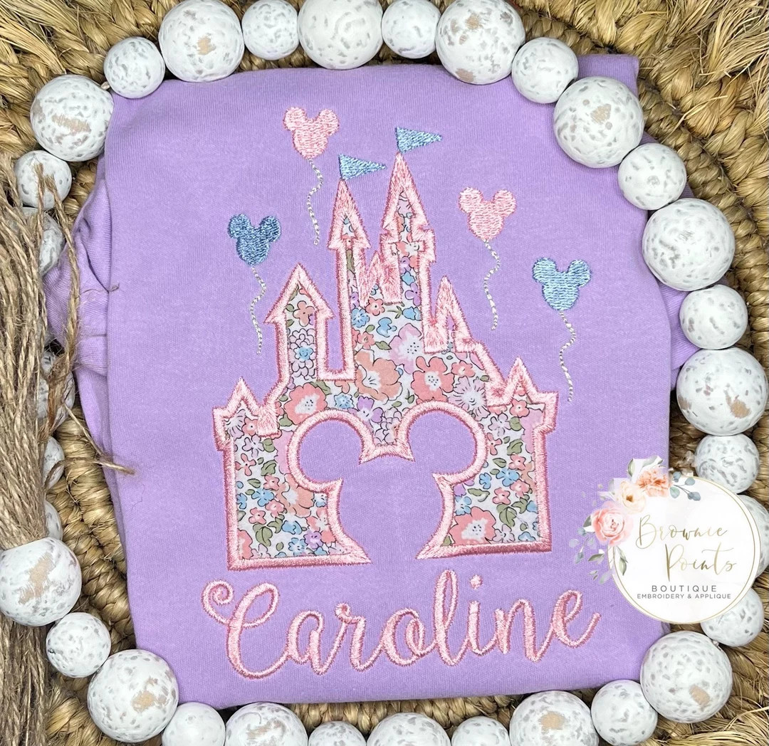 Magical Castle Appliqué Lavender Shirt, Ruffle Tshirt, Ruffle Romper - Etsy | Etsy (US)