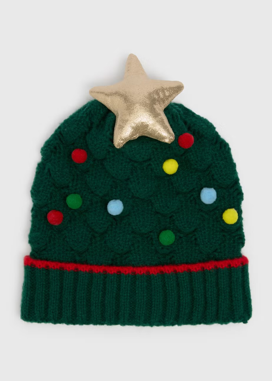 Kids Green Christmas Tree Beanie (3-13yrs) - Age 11 - 13 Years | Matalan (UK)