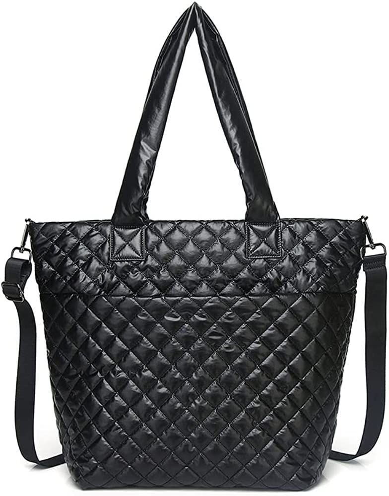 Hsitandy Quilted Tote Bag for Women, Nylon Waterproof Tote Crossbody Bags | Amazon (US)