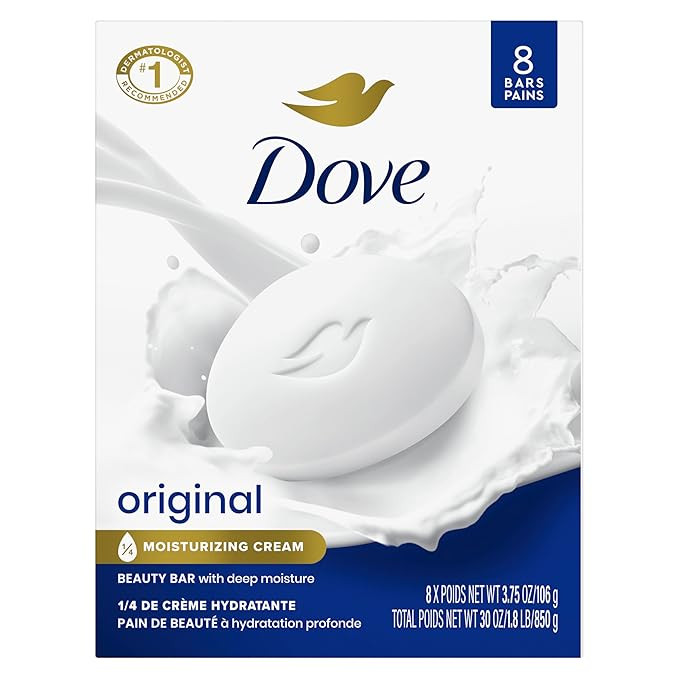 Dove Beauty Bar Soap Original 8 Count for Soft, Smooth Skin, with 1/4 Moisturizing Cream 3.75 oz | Amazon (US)