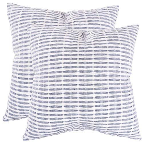 KAF Home Pleated Please Pillow Cover 20 x 20-inch 100-Percent Cotton | Set of 2 Pillow Covers (Navy, | Amazon (US)