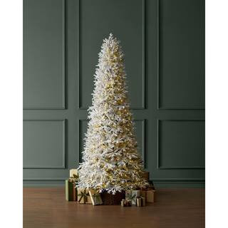 12 ft. Breckenridge Twinkling Adaptive Lighting Downswept Fraser Fir Flocked LED Pre-Lit Christmas Tree | The Home Depot