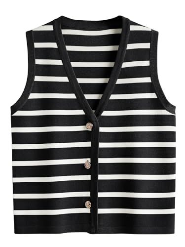 LILLUSORY Vest for Women Striped Dressy Tops Cropped Tank Tops 2024 Summer Sleeveless Button Up C... | Amazon (US)