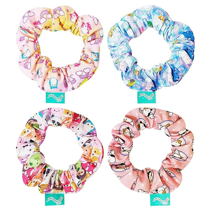 LUV HER Squishmallows Cute Scrunchies for Girls - 4 Large Printed Hair Scrunchies with Your Favor... | Amazon (US)