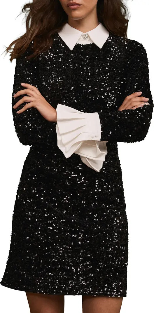 MINT VELVET Sequin Mini Shirt Dress | Nordstrom | Nordstrom