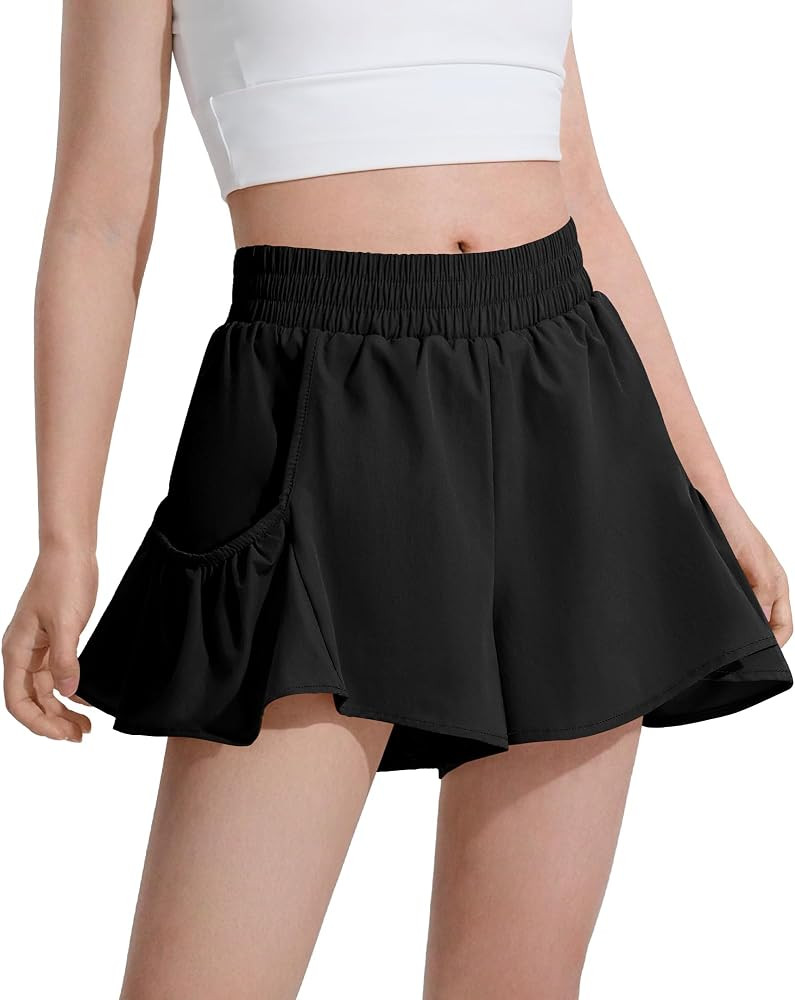 Girls Flowy Athletic Shorts High Waisted Running Shorts Skirts Design Quick Dry Gym Fitness Skort... | Amazon (US)