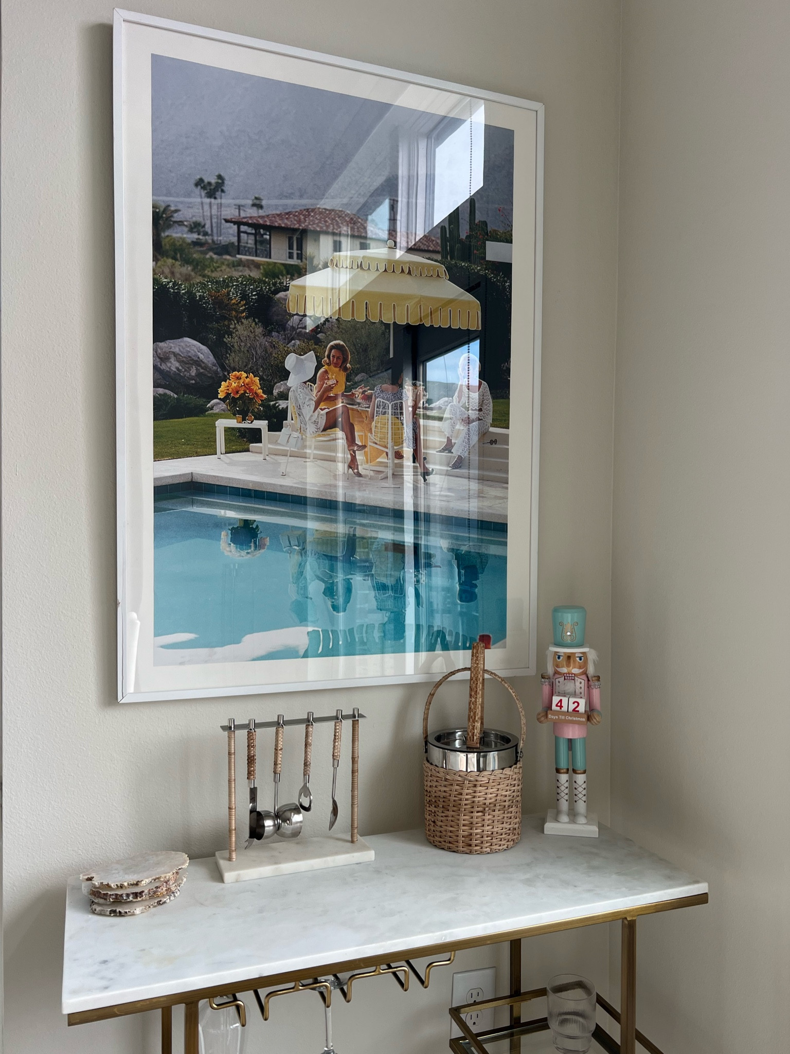 Bar cart area got an upgrade!🩵 obsessed with this print!

#LTKfindsunder50 #LTKstyletip #LTKhome