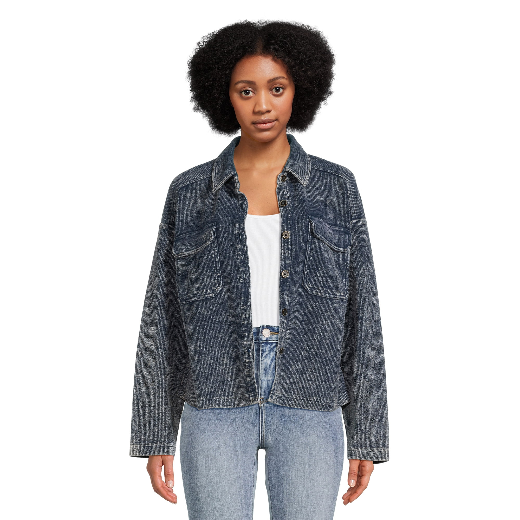 Time and Tru Women's Cropped Corduroy Shacket, XS-XXL | Walmart (US)