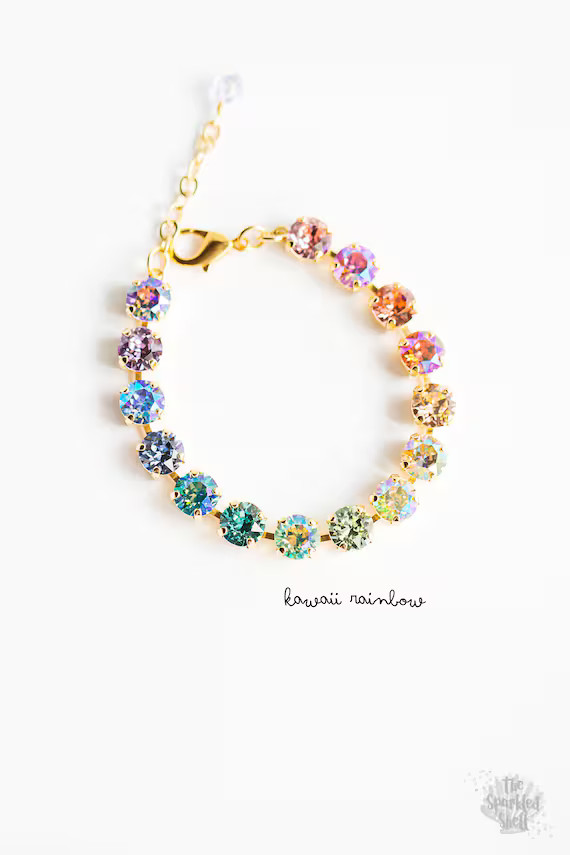 Kawaii Rainbow Swarovski Bracelet 8mm | Etsy | Etsy (US)