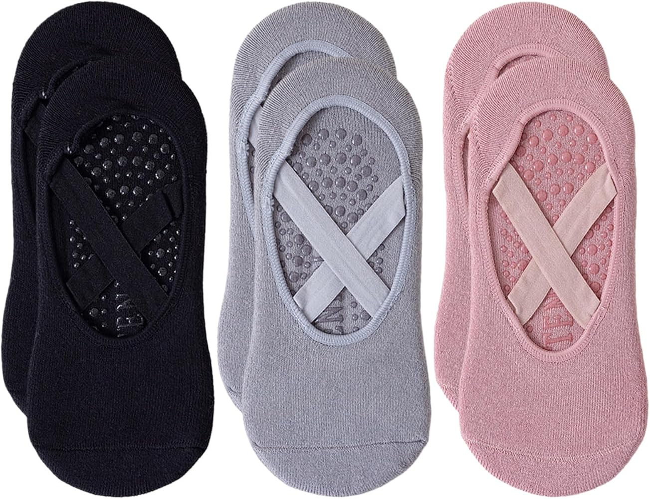 Toumett Grip Pilates Socks for Women,3 Pairs Non Slip Socks Yoga PilatesSocks,Non-Slip Grip YogaS... | Amazon (UK)