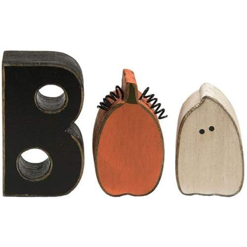 CWI Halloween Boo Wooden Blocks - Set of 3 - Pumpkin Ghost - Distressed Country Prim Look | Amazon (US)