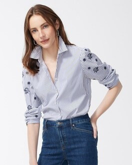 Poplin Embellished Sleeve Shirt | Chico's