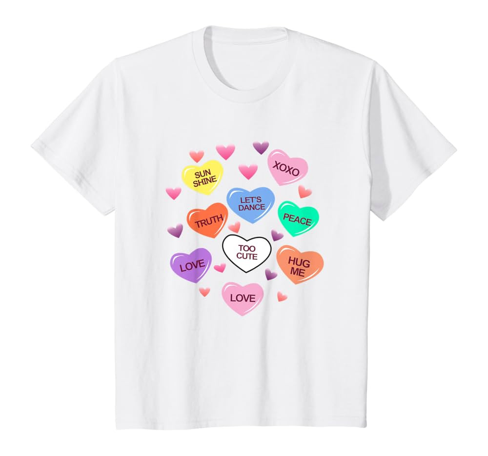 Valentine Candy Heart Shirt Men Women & Kids Valentines T-Shirt | Amazon (US)