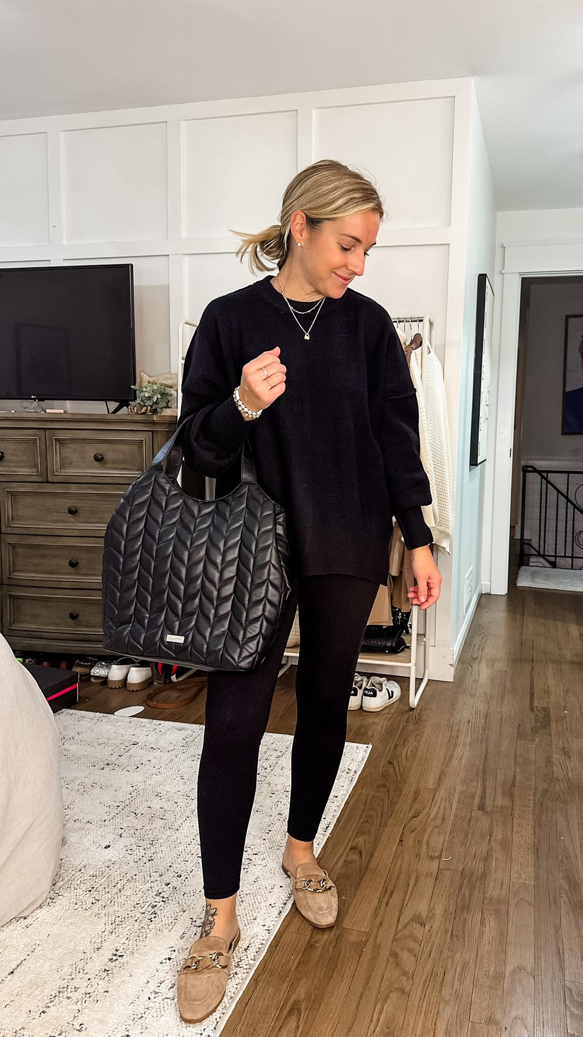 LILLUSORY Women's Crewneck Batwing Long Sleeve Sweater 2023 Fall Oversized Ribbed Knit Side Slit Pul | Amazon (US)