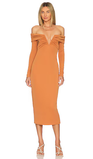 Sacha Midi Dress in Nude | Revolve Clothing (Global)