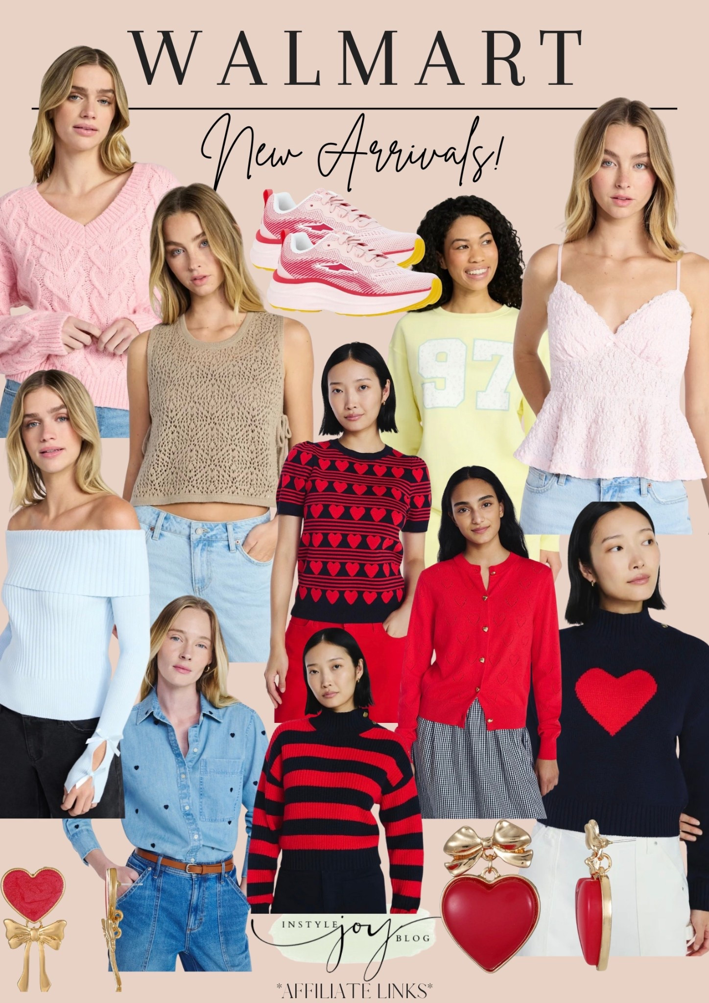 New at Walmart / heart sweater / pink / red sweaters / Valentine’s Day outfit / workwear / heart and bow earrings 

#LTKSeasonal #LTKHoliday #LTKFindsUnder50