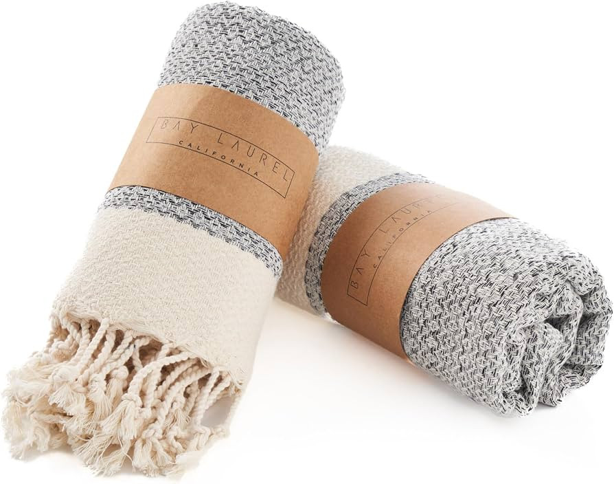 BAY LAUREL Turkish Hand Towel \u2013 Pack of 2 | Soft & Absorbent Decorative Towels for Bathroom,... | Amazon (US)