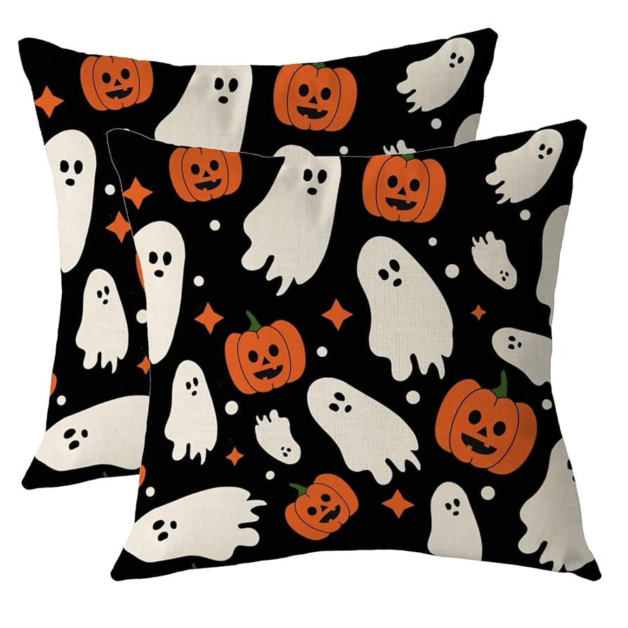 Halloween Pillow Covers 20x20 Set of 2 Fall Pumpkin Ghost Star Decorative Throw Pillow Covers Out... | Amazon (US)